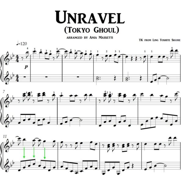 Unravel (Tokyo Ghoul) - easy piano arrangement written by a piano teacher