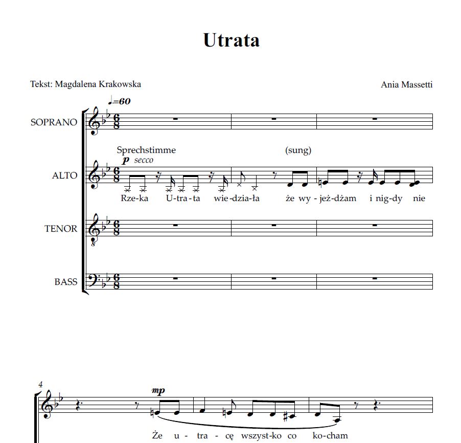 Anna Dobrucka - UTRATA (2019) for mixed choir